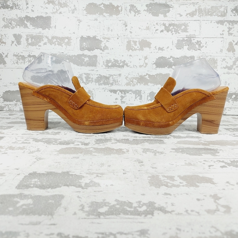 New Spendid Vina Suede Wood Heel Platform Clog E892 - Picture 7 of 14